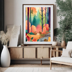 Waldzauber in Wasserfarbenplakat Poster