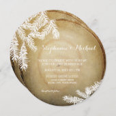 Waldzentrum Holzbaum-Trunk-Hochzeit Einladung (Vorne/Hinten)