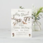 Waldzweigtiere Boho Baby Shower Einladung (Stehend Vorderseite)