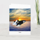 Wale am Sonnenuntergang Feiertagskarte (Rückseite)