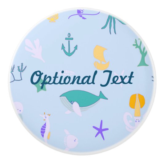 Wale, Anker, Korallen und Seetang Keramikknauf (Vorderseite)