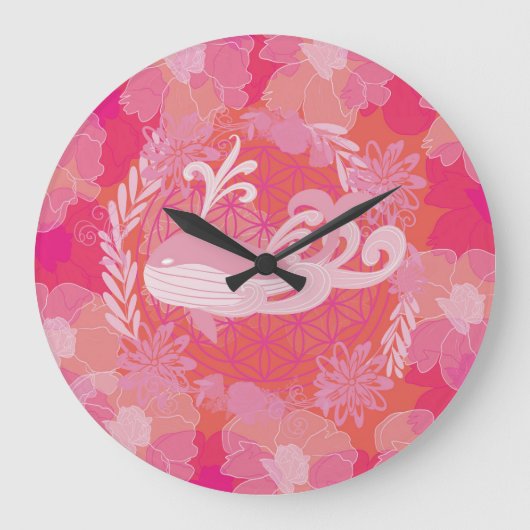 Wale Blume des Lebens Große Wanduhr (Vorderseite)