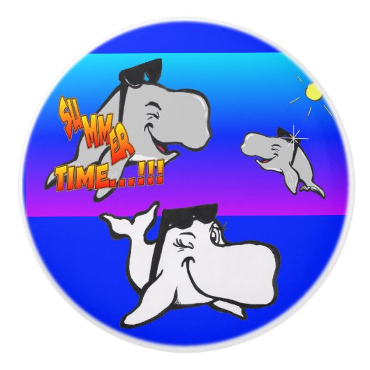 Wale der Sommerzeit Cartoon Keramik Pull Keramikknauf (Vorderseite)