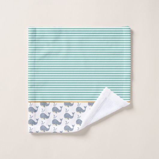 WALE EINER ZEIT AQUABLUE STRIPE BADEZIMMER TOWEL S BADHANDTUCH SET (Waschlappen)