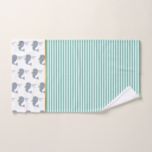 WALE EINER ZEIT AQUABLUE STRIPE BADEZIMMER TOWEL S BADHANDTUCH SET (Handtuch)