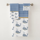 WALE EINER ZEIT BLUE STRIPE BADEZIMMER TOWEL SET (Insitu)