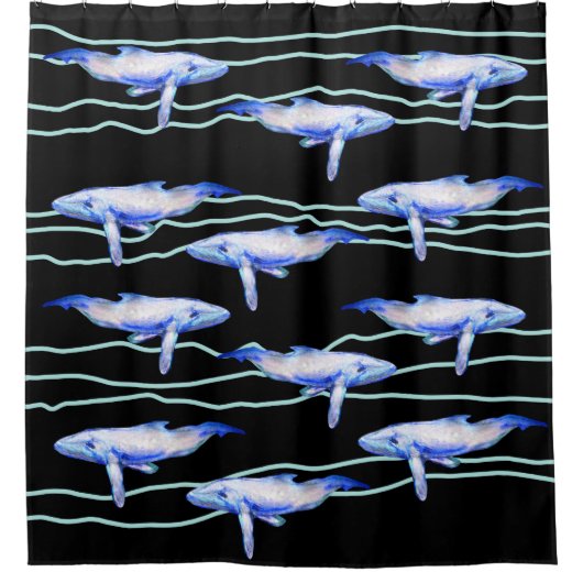 Wale Fische Duschvorhang (Vorderseite)