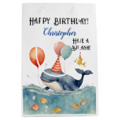 Wale haben Personalisierte Jungen zum Geburtstag. Mittlere Geschenktüte (Vorderseite)