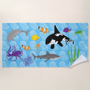 Wale, Haie und Fische Strandtuch