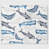 Wale in Wasserfarbe Geschenkpapier (Flach)