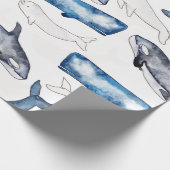 Wale in Wasserfarbe Geschenkpapier (Ecke)