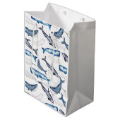 Wale in Wasserfarbe Mittlere Geschenktüte (Vorderseite Schrägansicht)