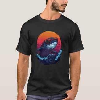 Wale mit Sonnenbrille im Sonnenuntergang T-Shirt