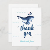 Wale Nautical Under Sea Baby Shower Dankeskarte (Vorne/Hinten)