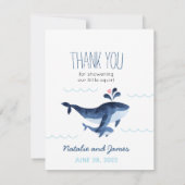 Wale Nautical Under Sea Baby Shower Dankeskarte (Rückseite)