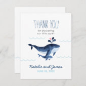 Wale Nautical Under Sea Baby Shower Dankeskarte (Vorne/Hinten)