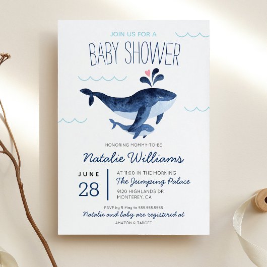 Wale Nautical Under Sea Baby Shower Einladung