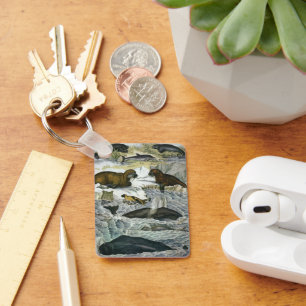 Wale, Robben und Walrosse, Vintage Meereslebewesen Schlüsselanhänger