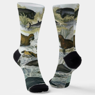 Wale, Robben und Walrosse, Vintage Meereslebewesen Socken