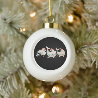 Wale Santa Hut Weihnachtslichter Xmas Ferien Keramik Kugel-Ornament