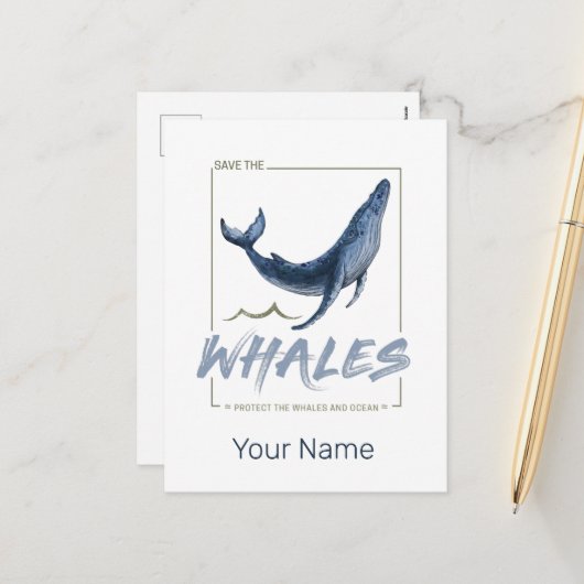 Wale schützen Wale und Meereswasser Feiertagspostkarte (Vorderseite/Rückseite Beispiel)