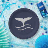 Wale Schwanz Kontur Navy und Gray Porcelain Servin Pappteller (Party)