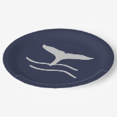 Wale Schwanz Kontur Navy und Gray Porcelain Servin Pappteller (Schrägansicht)