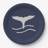 Wale Schwanz Kontur Navy und Gray Porcelain Servin Pappteller (Vorderseite)