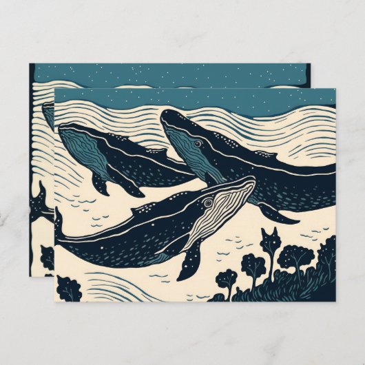 Wale Sea Ocean Nova Scotia Reisen Camping Postkarte (Vorne/Hinten)