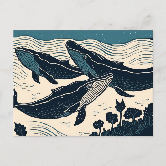 Wale Sea Ocean Nova Scotia Reisen Camping Postkarte (Vorderseite)