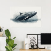Wale springen aus Ozeanbildern Poster (Heimbüro)