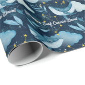 Wale surfen kosmische Wellen Blaue Sternbilder Geschenkpapier (Rolleneckpunkt)