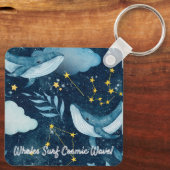 Wale surfen kosmische Wellen Blaue Sternbilder Schlüsselanhänger (Rückseite)