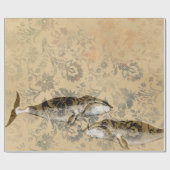 Wale und Abstrakte Blüten Geschenkpapier (Flach)