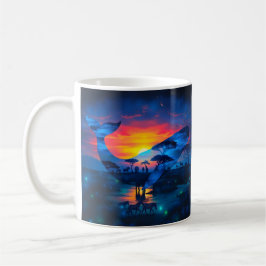Wale und afrikanische Wildtiere Sonnenuntergang &  Kaffeetasse