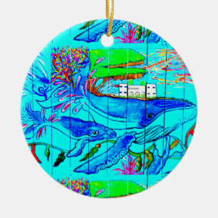 Wale und Delphinverzierung Keramik Ornament