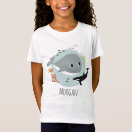 Wale und Fische im Niedlichen und modernen blauen T-Shirt