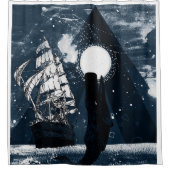 Wale und Segelboote Duschvorhang (Vorderseite)