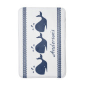 Wale und Wellen Blau und Weiß personalisiert Badematte (Vorderseite Vertikal)