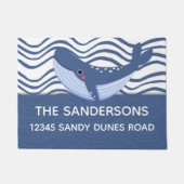 Wale und Wellen Grau Blau und Weiß Fußmatte (Vorderseite)