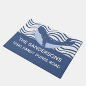 Wale und Wellen Grau Blau und Weiß Fußmatte (Schrägansicht)