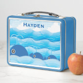 Wale und Wellen Ozean Blau Personalisiert Metall Brotdose (Beispiel)