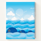 Wale und Wellen Ozean Blau Personalisiert Notizblock (Rückseite)