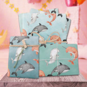Wale von Narwhal Beluga unter dem tiefblauen Meer Geschenkpapier Set