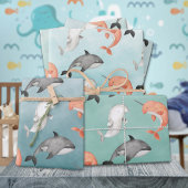 Wale von Narwhal Beluga unter dem tiefblauen Meer Geschenkpapier Set