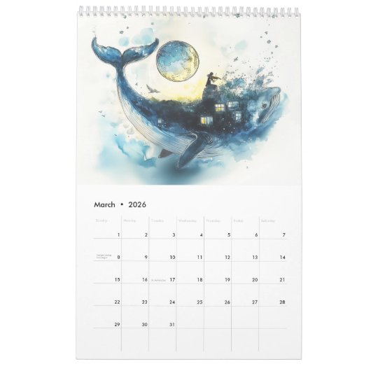 Wale von Wonder 2025 Kalender (Mär 2026)