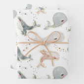 Wale Wasserfarbe unter dem Meer Geschenkpapier Set (Beispiel)