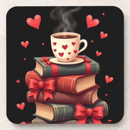 Walentiner Buchstapel Getränkeuntersetzer (Vorderseite)