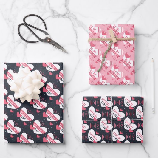 Walentiner-Tagesumschlagpapier Geschenkpapier Set (Vorderseite)