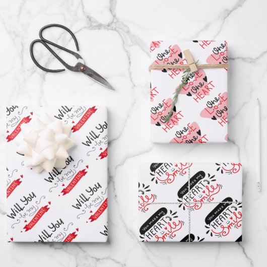 Walentiner-Tagesumschlagpapier Geschenkpapier Set (Vorderseite)